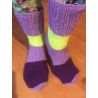 Ponožky fialová, žlutý pruh