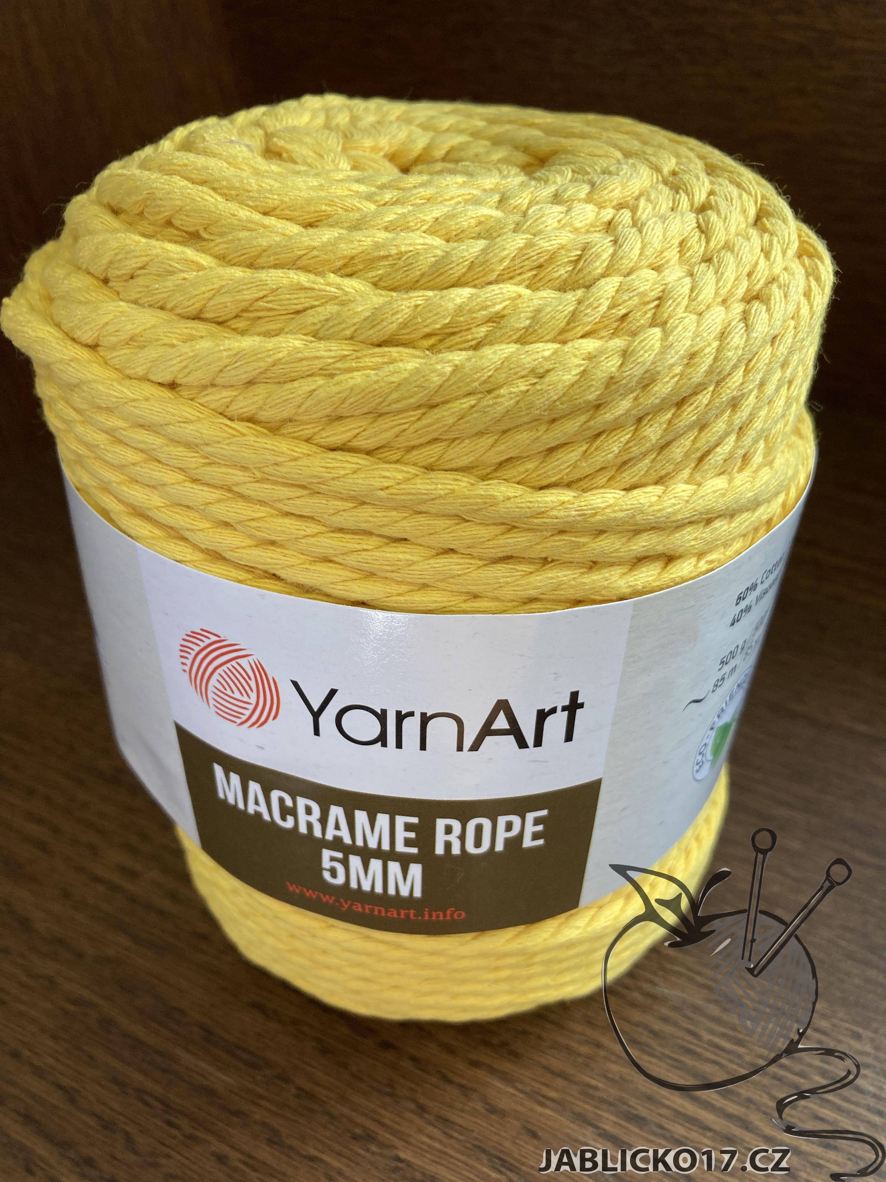 Macrame ROPE 5mm žlutá